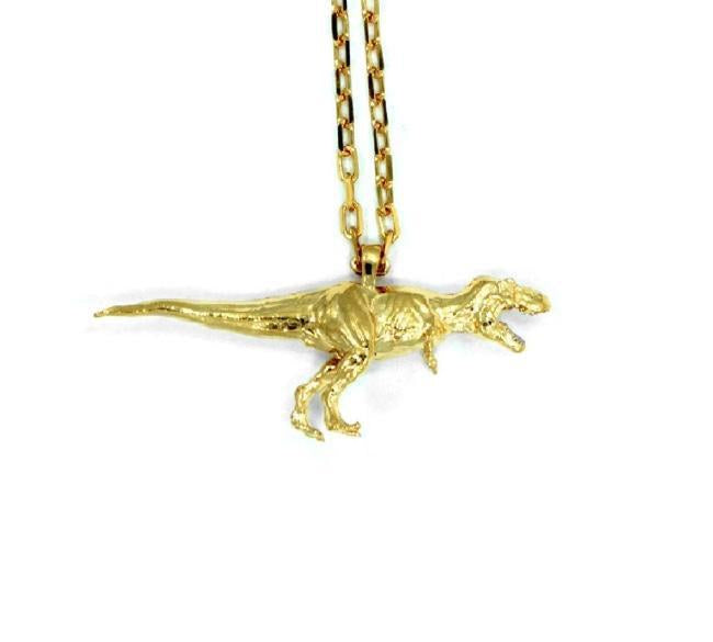 T.Rex Necklace pm necklaces Jurassic Park Vermeil - 24k Gold Plated 24" 