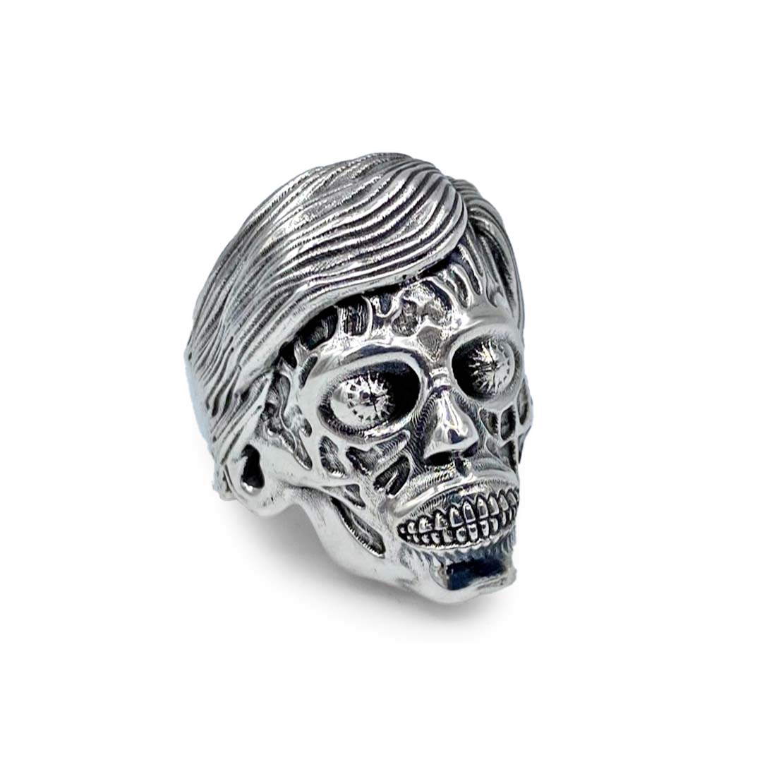 gift for they live fan, sterling silver male ghoul ring 