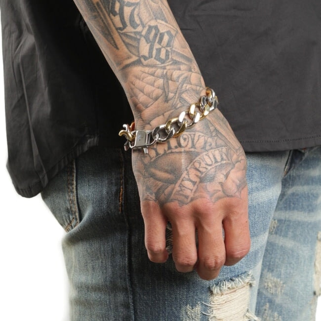 Thick 2-Tone Chain Ss Bracelets