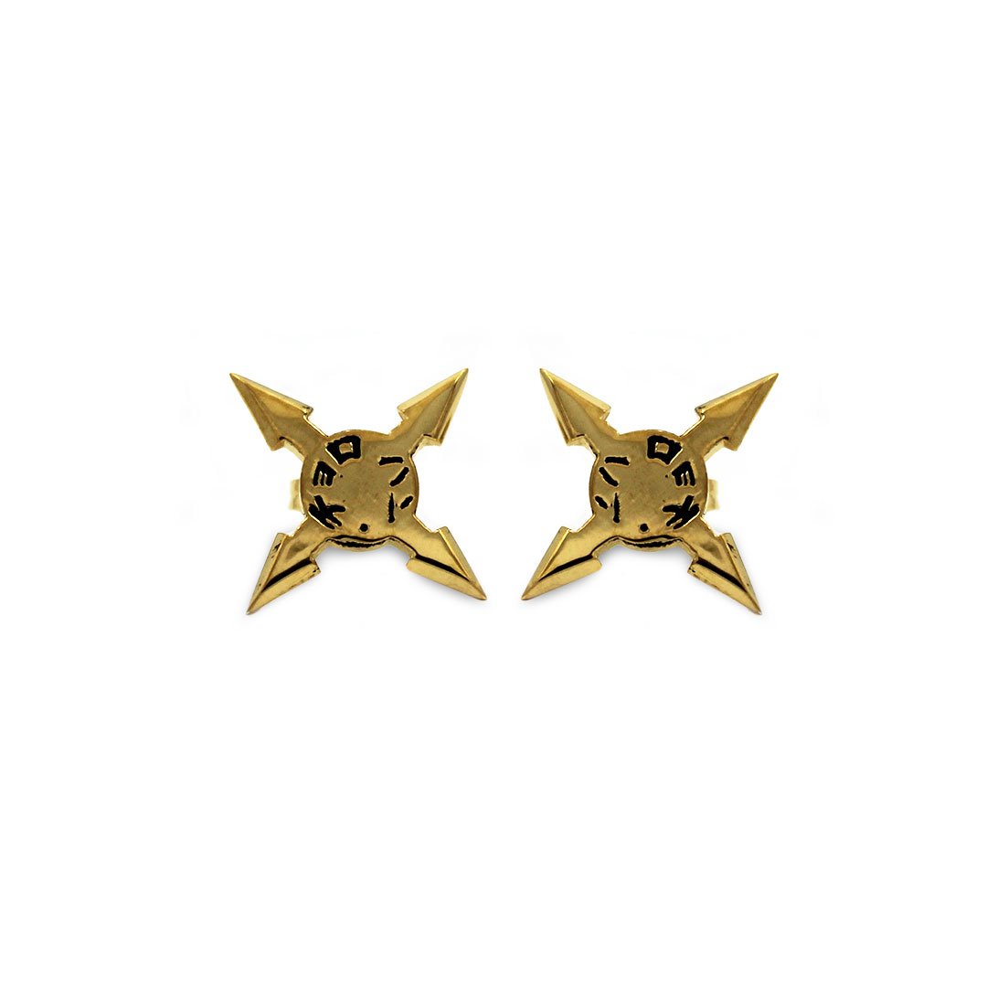 4 point throwing star earrings, ninja earrings, Japanese earrings