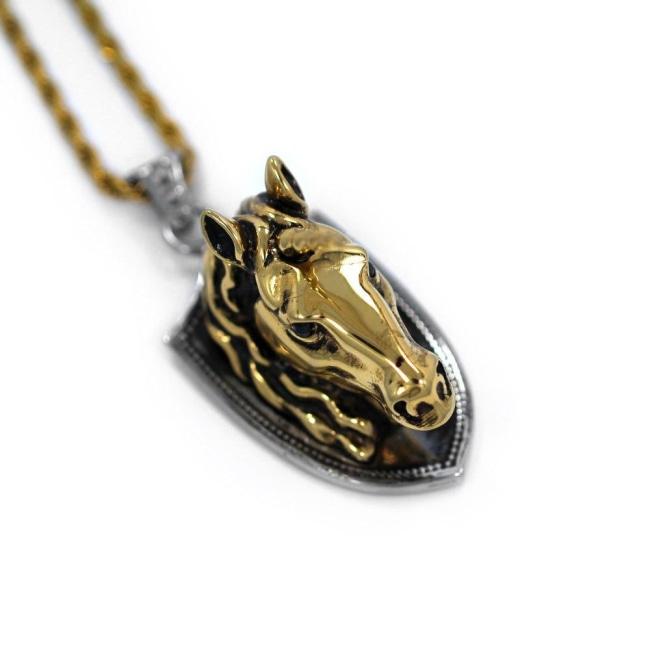 right angle of the Unicorn Head Pendant in 2 tone from the han cholo fantasy collection