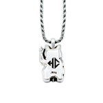 .925 sterling silver lucky cat necklace with Han Cholo logo