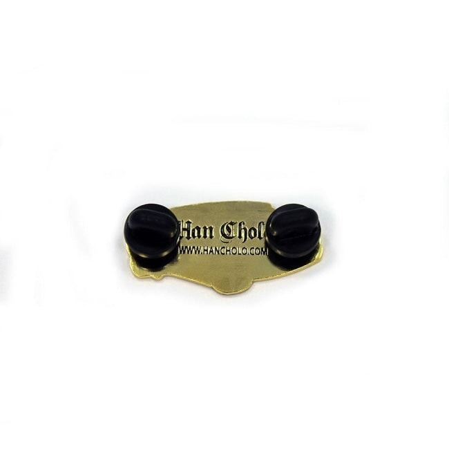 back of the Van Damn Enamel Pin in gold from the han cholo cruising collection