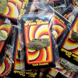 pile of tons of Van Enamel Pins packaged in a han cholo pin card
