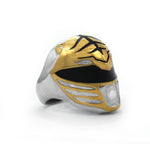 side view of the mighty morphin power rangers white ranger ring on a white background