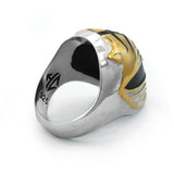 view of the mighty morphin power rangers white ranger ring on a white background showing the inside