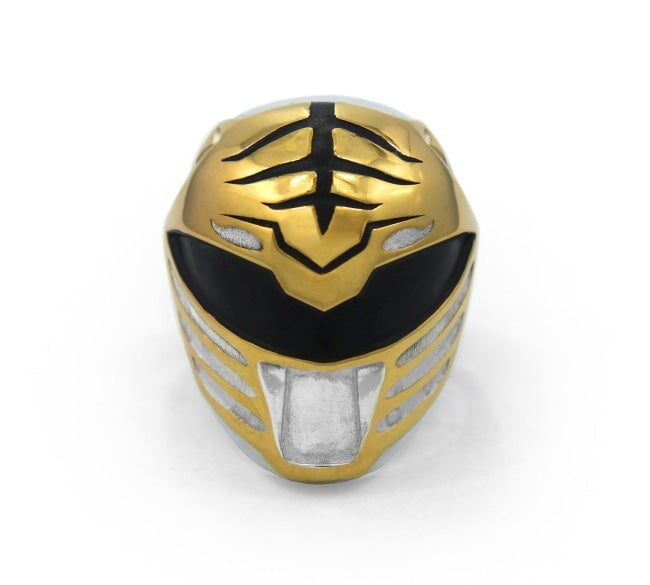 front view of the mighty morphin power rangers white ranger ring on a white background